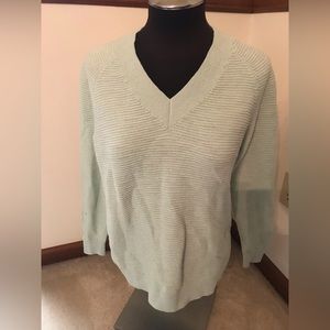 LOFT petites, mint green tunic ribbed v neck sweater.  XSP new with tags